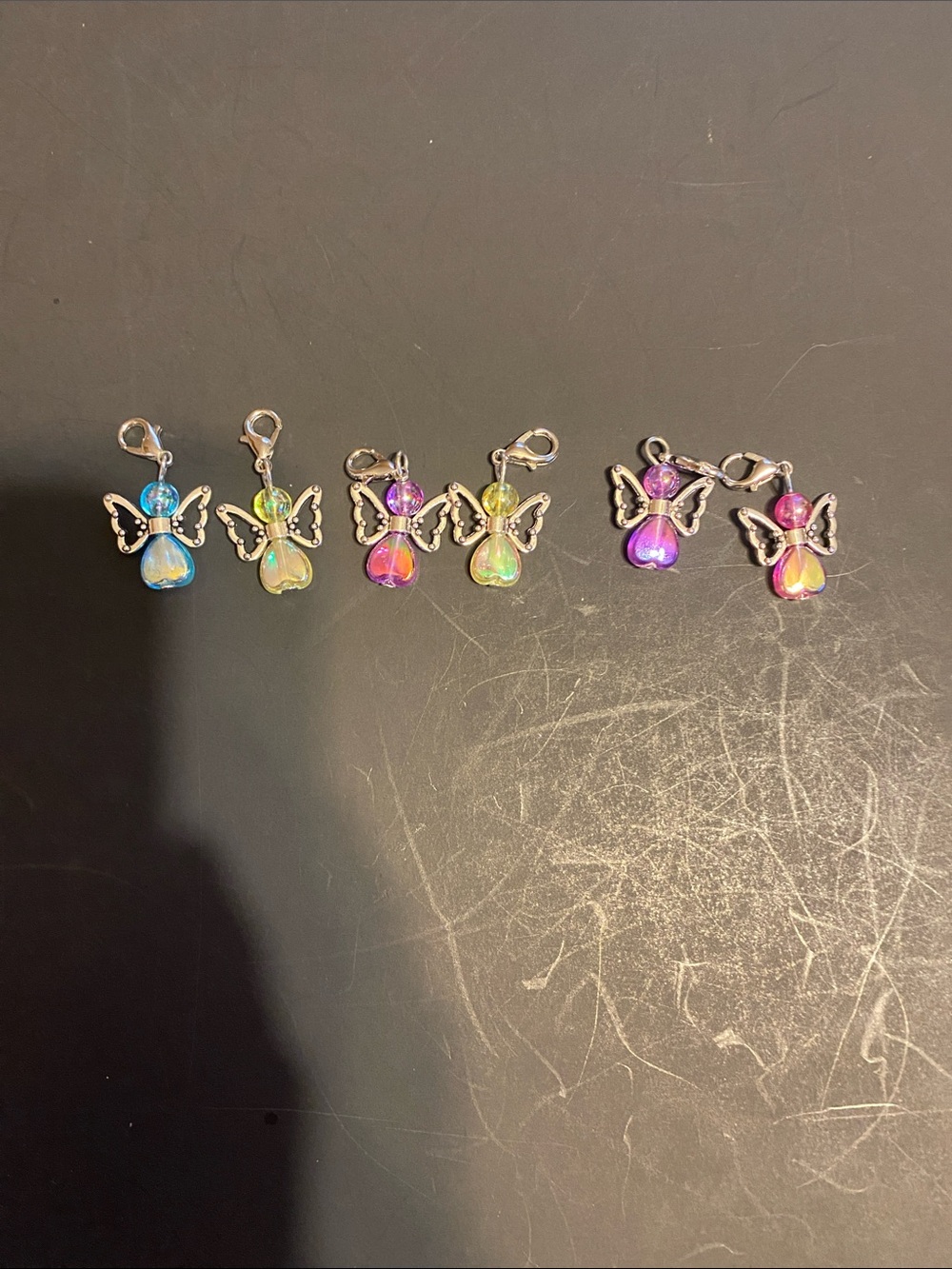 Silver Angel Charm Pendant in Multi-Color Iridescent Finish